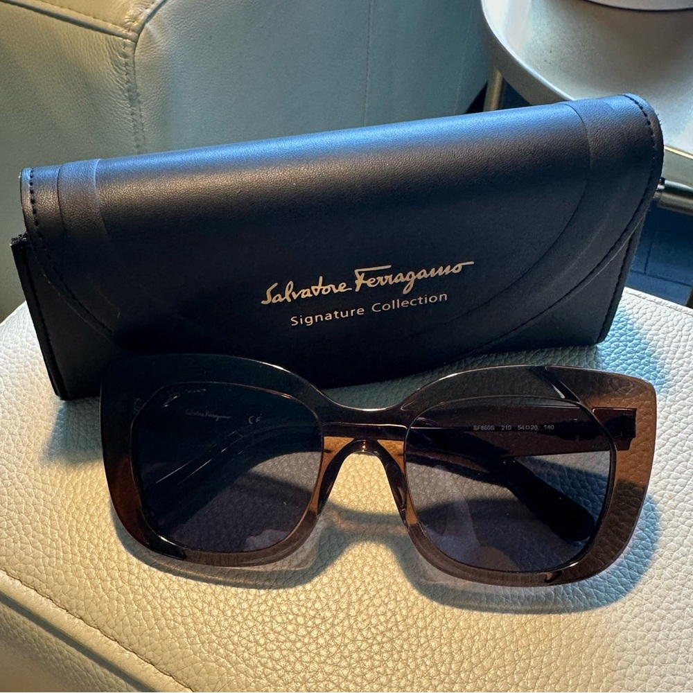 Salvatore Ferragamo sunglasses NEW #SF860S brown geo wide frame retro style #H41